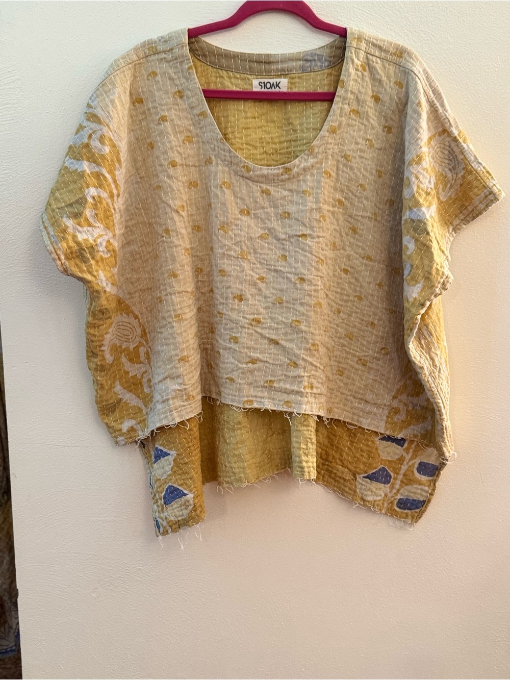 KANTHA TOP BOHO REVERSABLE Hi/Low handmade  OS Sustainable Everyday wear